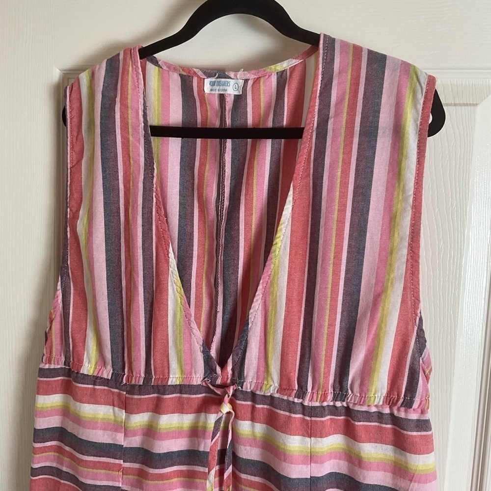 4Our Dreamers Anthropologie Striped V-Neck Maxi Dress Size Large - Picture 5 of 11